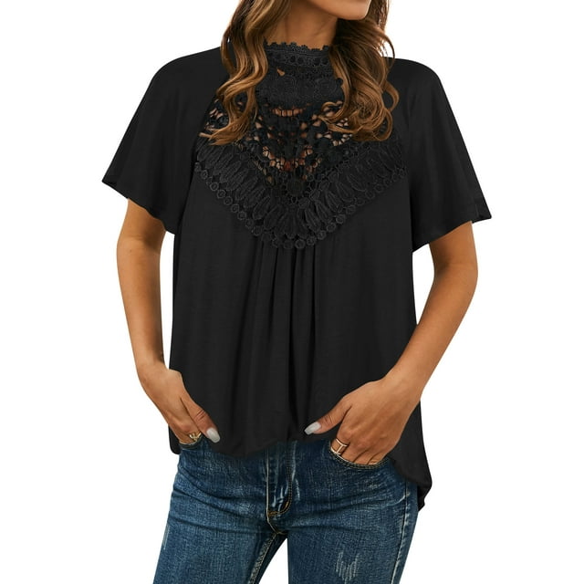 Hauts Unis pour Femmes Découpe Crochet Trou de Serrure Dos Col Montant