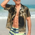 thumbnail image 7 of Sikiie Ancient Skull Cave Landscape Print Men's Hawaiian Shirt, Summer Beach Button Pocket Short Sleeve T-Shirt,XX-Large, 7 of 7