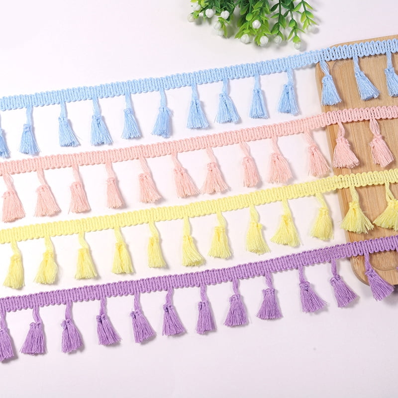 Namzi 50 Yd*1.57 In Tassel Lace Trimmings,Lace Trim for DIY Handcrafted Accessories,Add Decorative Edge to Tablecloth,Pillowcases,Curtains,Apricot Pink