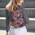 thumbnail image 5 of Disketp Vintage Halloween Black Cat print Canvas Backpack Lightweight Travel Daypack Student Rucksack Laptop Backpack-, 5 of 5
