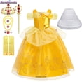 thumbnail image 1 of Vestido de princesa bella para niñas, ropa de fiesta de La Bella y La Bestia, disfraz de corona con palo mágico, 2023, 1 of 4