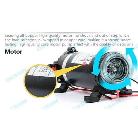 12V DC Fresh Water Pressure Diaphragm Pump with Hose Clamps Self Priming er Pump with Pressure Switch 4 L/Min 0.7 GPM 70 PSI for RV Camper Marine Boat Lawn