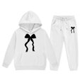 thumbnail image 2 of Angala 2 Piece Outfits For Girls Hooded Long Sleeve Bowknot Print Sweatshirt With Jogger Pants Set Girls Autumn Daily Wear Clothes, 2 of 3