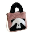 thumbnail image 2 of Bolso de mano de peluche de panda, bolso de hombro, bolso cruzado, bolso tote, estuche, cartera con cadena, violeta, 2 of 9