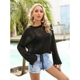 thumbnail image 2 of Charmo Womens Long Sleeve Beachwear Bathing Suit Drawstring Bikini Swimsuit Cover Up Shirts, 2 of 5