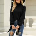 thumbnail image 5 of Gibobby Suéter para mujer, Suéteres de otoño para mujer 2023 de gran tamaño, cuello alto grueso, suéter de punto grueso(Negro,CH), 5 of 5