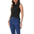 thumbnail image 4 of INSPIRE CHIC Women's Casual Tank Top Sleeveless Peter Pan Collar Chambray Shirt M Black, 4 of 6