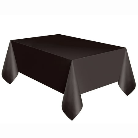 Rectangular 54" x 108" Black Plastic Table Cover by Way To Celebrate