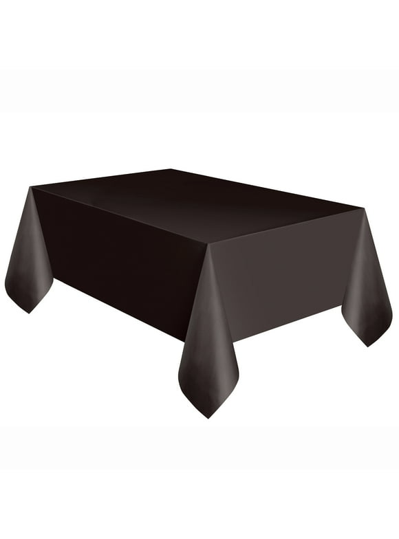 Way To Celebrate! Black Plastic Party Tablecloth, 108in x 54in