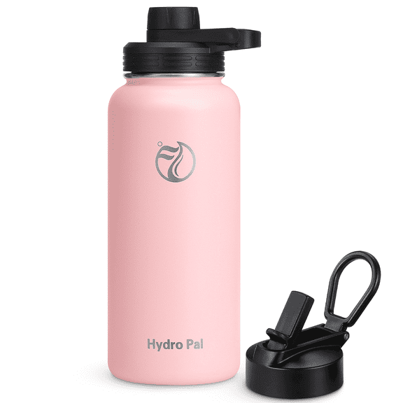GEDUX 32oz Insulated Stainless Steel Water Bottle with 2 Leak Proof Lids(Spout Lid and Straw Lid) Wide Mouth Powder-Coated Water Bottle for Sports and Travel, Pink