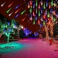 thumbnail image 2 of Morttic Meteor Shower Lights Falling Rain Lights, Christmas Lights Outdoor 12 inch 8 Tube Snow Falling Icicle Cascading Lights for Xmas Tree Decor Wedding Party,  Multi Colored, 2 of 8
