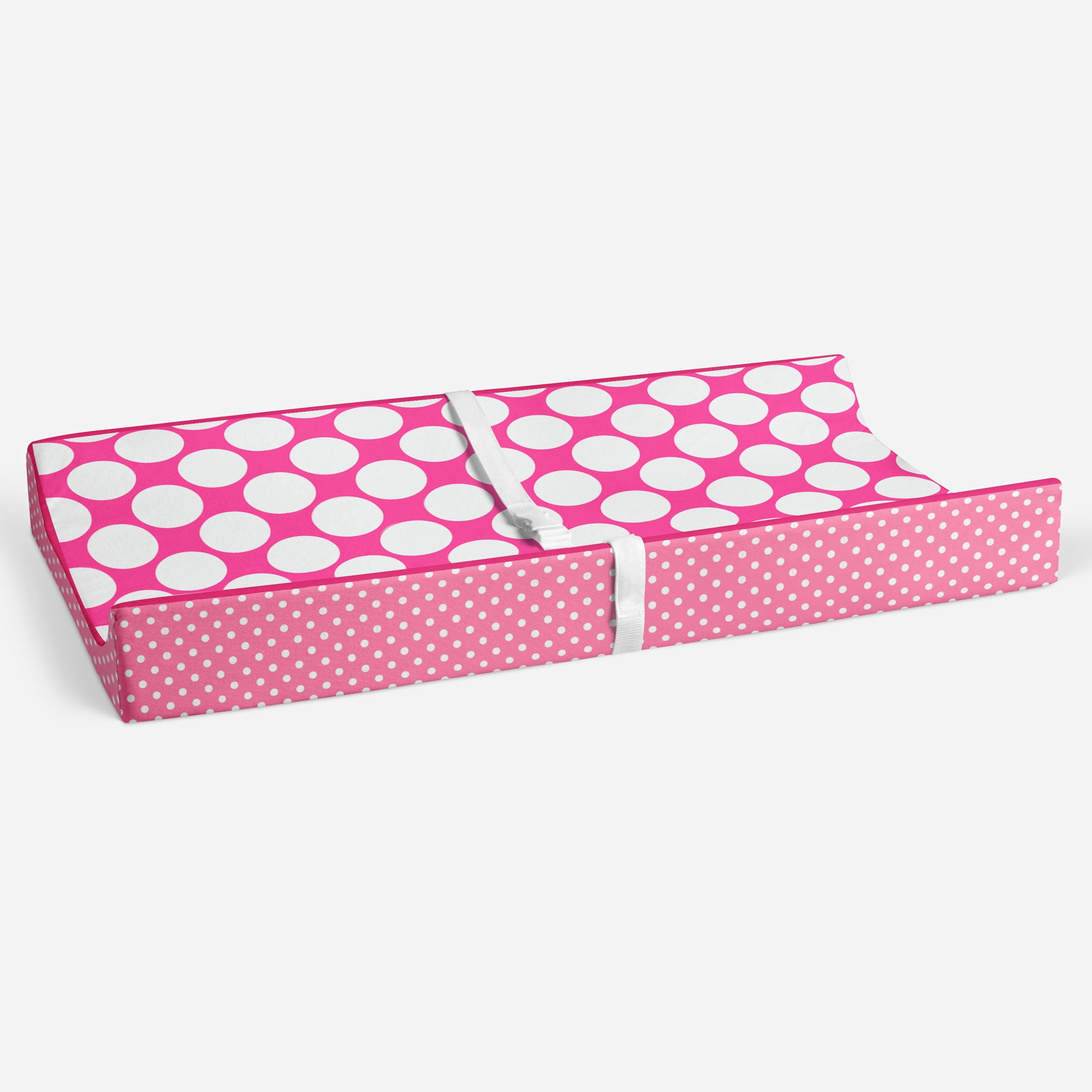 Bacati - Mix N Match Chevron/Dots Pink Girls Quilted Changing Pad Cover