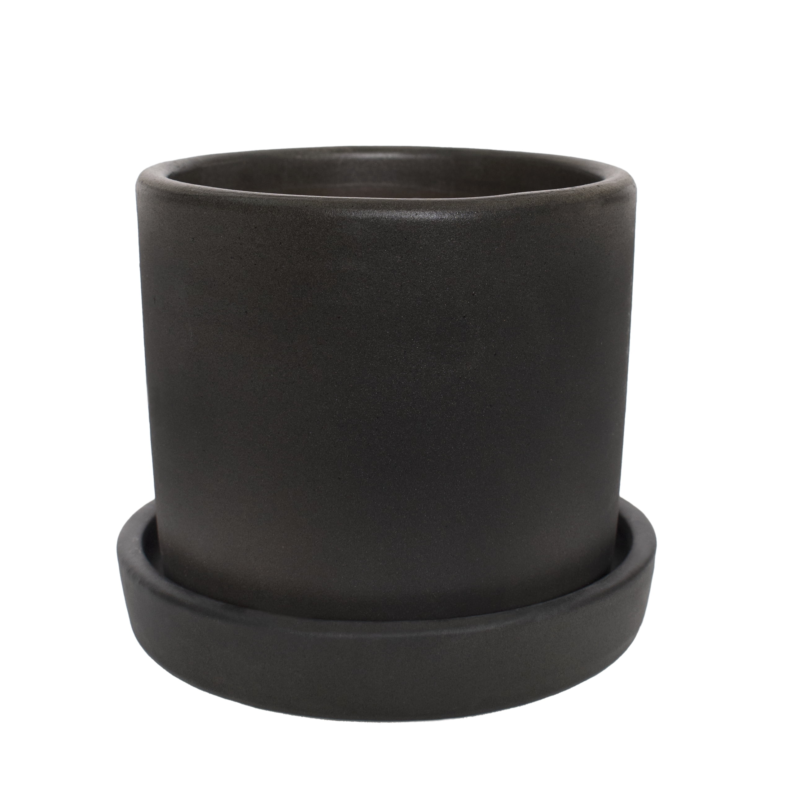 5 In. Hyde Semi Matte Black Container with Saucer - 1 Piece