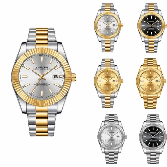 Resicozy Watch for Men Stainless Steel Business Dress Wrist Watch with Date Hands Waterproof Classic Casual Wristwatch E One Size