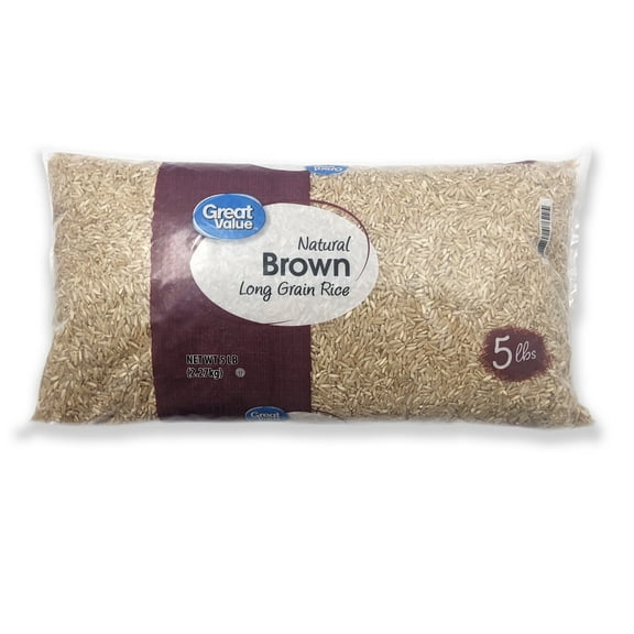 Great Value Natural Brown Long Grain Rice, 5lb (80oz)