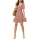 thumbnail image 2 of Vestido casual de mujer con estampado de puntos, cuello cuadrado y dobladillo con volantes, por encima de la rodilla, color rosa, 2 of 6