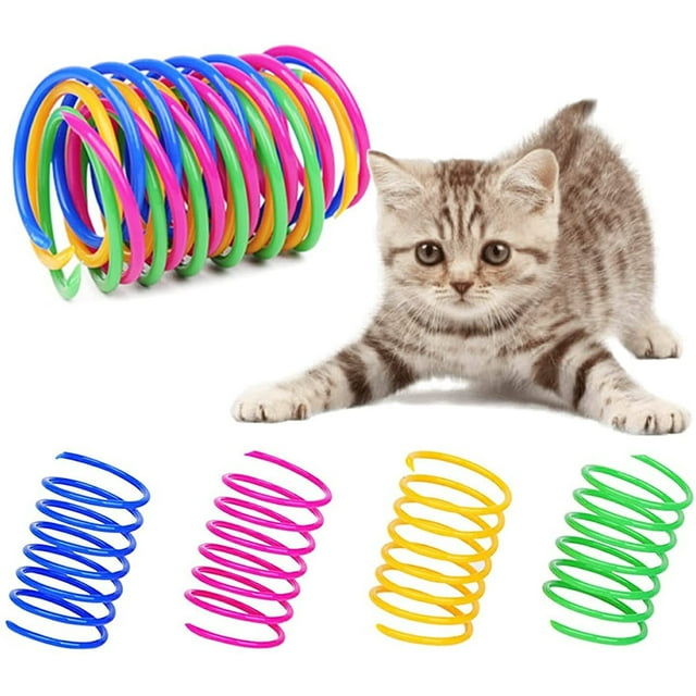 Jouets à Ressort Spirale pour Chat, 100 Pcs Jouets Interactifs pour Chat, Jouets à Ressort pour Chat, Jouets à Ressort en Plastique Lourd Durable, Jouets Colorés pour Jeu Intérieur pour Animaux
