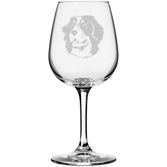 Bernese Mountain Dog Themed Etched 12.75oz Libbey Wine Glass