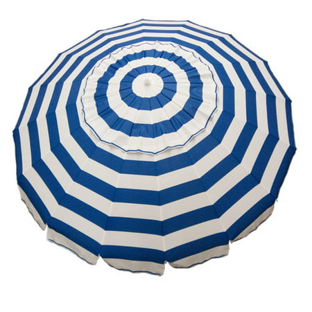 DestinationGear 8' Royal Blue and White Stripe Deluxe Beach and Patio Umbrella