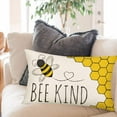 thumbnail image 4 of Spring Summer Bee Kind Pillow Covers 12x20 Inch Yellow Honeycomb Honey Bees Decorative Throw Lumbar Pillow Cases Love Home Sofa Couch Pillows Cushion Cover Cotton Linen, 4 of 6