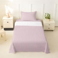 thumbnail image 2 of Castle Fairy Mid Century Thin Stripe Twin Sheets 3pcs,Retro Vertical Pattern Bedding,Pink Gray,1 Flat Sheet, 1 Fitted Sheet and 1 Pillowcase, 2 of 7