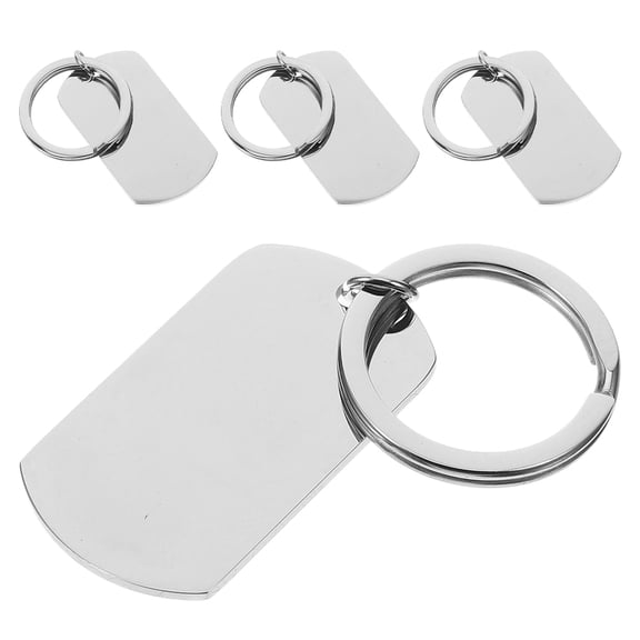 KAKOWELY 4Pcs Stainless Steel Engraving Blank Tags Diy Keychain Kit Minimalist Design For Pet Tags