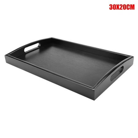 

Ringshlar Serving Tray Large Black Wood Rectangle Food Tray Butler Breakfast Trays with Handles Easy to Grip