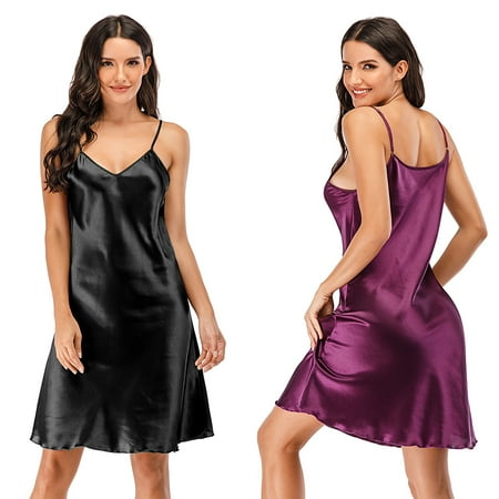 

Sleepwear Satin Nightwear Lingerie Chemise Slip Nightgown Dress for Women