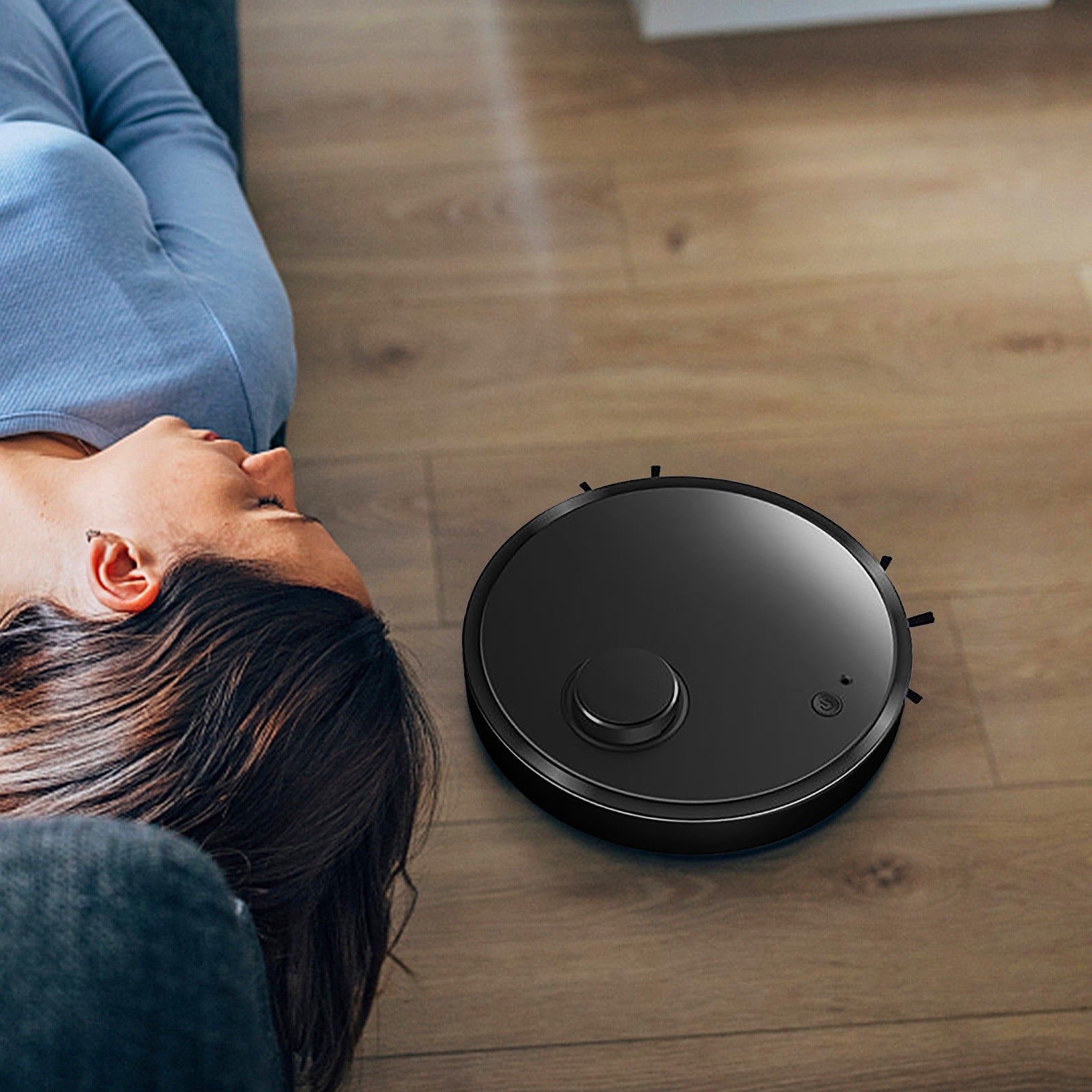 Nkmbld Robot Vacuum with Low Noise Operation Slim, Ideal for Hard Floor, Pet Hair and Low Pile Carpet, Black
