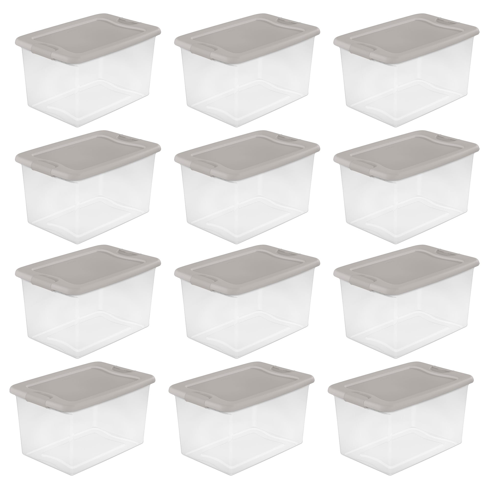Sterilite 64Quart Latching Storage Container Box, Grey Pumice (12 Pack