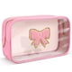 thumbnail image 1 of Bolsa de maquillaje Kacctyen Coquette Pink Bow de piel de PVC transparente de 26 x 8 x 15 cm, 1 of 6