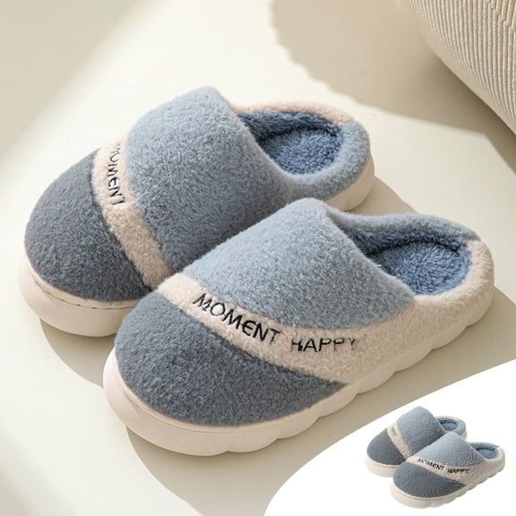 Aueoeo House Shoes for Women Slippers, Womens Cotton Slippers Outdoor Indoor Fall Slip on Shoes Women Bedroom Shoes Comfort Warm Fuzzy Slippers