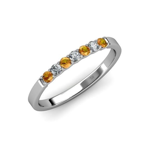 TriJewels 0.18 ctw Citrine and Lab Grown Diamond 7 Stone Wedding Band in 10K Gold