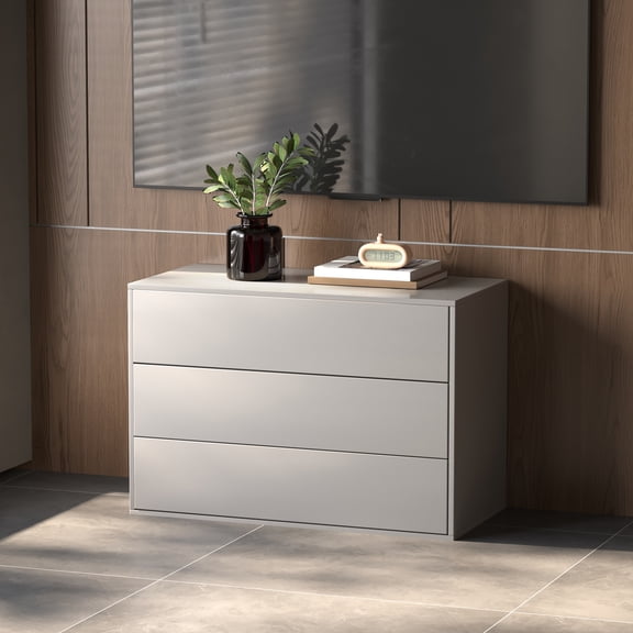 NessCarsti Modern Storage Cabinet with Drawers and Shelves for Kitchen, Dining Room, Living Room Coffee Bar Cabinet, White (A31.4″)