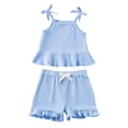 thumbnail image 3 of Liyamei Back To School Outfits For Girls, Toddler Summer Set, Sleeveless Romper with Shorts Casual Beach Wear Blue 0-3 Months, 3 of 5