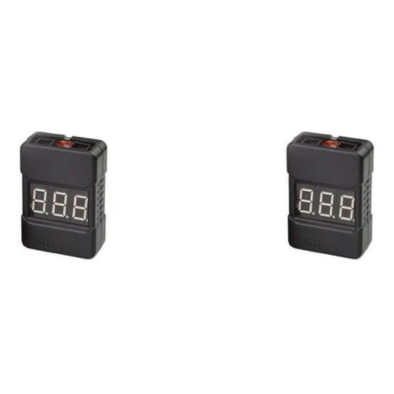 HobbyFlip 1-8S Li-Po Battery Alarm Buzzer Indicator Tester Low Voltage Meter Compatible with RC Aircraft 2 Pack