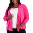 thumbnail image 1 of Kasper Womens Solid Cardigan Sweater, Pink, Plus Size, 3X, 1 of 1