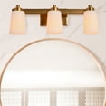 thumbnail image 6 of Robert Stevenson Lighting Robert Stevenson Lighting Sullivan Park - Frosted Glass and Metal 3-Light Vanity Light, Brushed Gold, 6 of 6