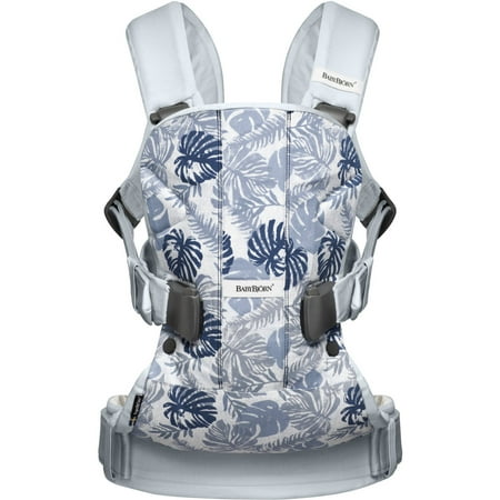 Babybjorn baby carrier one - leaf print/pale blue, cotton