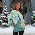 thumbnail image 2 of Xoenoiee Peacock Butterfly Flower Print Graphic Sweatshirts for Women Crewneck Long Sleeve Pullover Y2K Tops with Pockets 2025 Fall Casual Cute Clothes, Size 2XL, 2 of 7