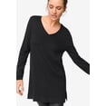 thumbnail image 4 of ellos Women's Plus Size V-Neck Sweater Tunic - 10/12, Black, 4 of 6