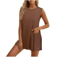 thumbnail image 1 of Timegard Ensembles Lounge pour Femmes Col Ras du Cou Mi-Long Débardeur Shorts Tenues en Tricot Confortables Mode d'Été, 1 of 7