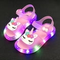 thumbnail image 6 of Girls Cute Unicorn Rainbow LED Light Up Jelly Sandals, Adjustable Ankle Strap Non Slip Kids Water Beach Shoes, Step Activated Glowing Summer Outdoor Walking Sandals 4-9Y, 6 of 7