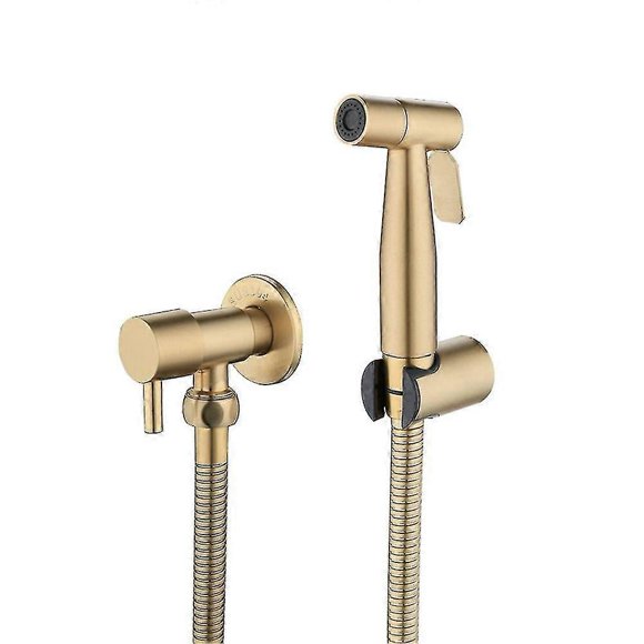 Bathroom Toilet Bidet Tap Kit Brushed Gold Bidet Sprayer Shower With Shut-off Valve
