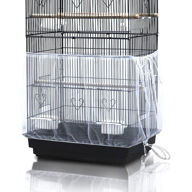 Cubierta Universal para jaula de pájaros, receptor de semillas, malla de nailon, falda para jaula de loros, color blanco (no incluye jaula para pájaros)