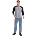 thumbnail image 2 of DARING DIVA Men's Long Sleeve Color Block Casual Raglan T-Shirt S Gray, 2 of 7