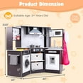 thumbnail image 3 of Costway Wooden Kids Play Corner Kitchen with Realistic Lights & Sounds Lighted Range Hood Brown, 3 of 10