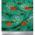 thumbnail image 1 of Soimoi Polyester Crepe Fabric Turtle,Fish & Octopus Ocean Printed Fabric 1 Yard 52 Inch Wide, 1 of 1