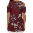 thumbnail image 3 of Enwejyy Women Multi Style Solid Cold Shoulder Gradient Floral Short Sleeve T-Shirts, 3 of 3