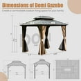 thumbnail image 2 of Domi 8' x 10' Hardtop Gazebo Permanent Metal Gazebo with Galvanized Steel Double Roof, Curtains and Netting for Party, Wedding, Outdoor Dining, Patio, Backyard, Brown, 2 of 9